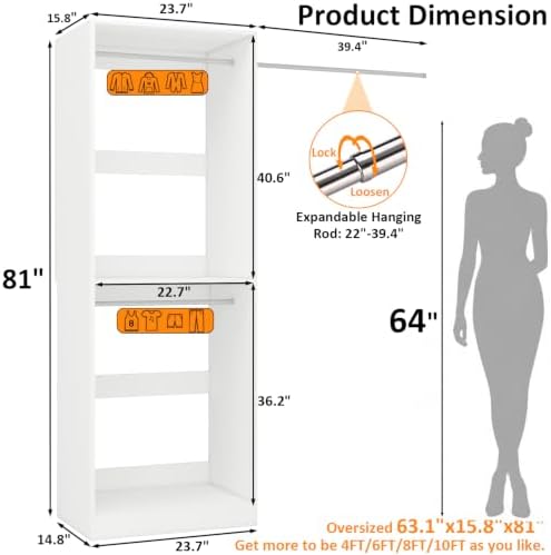 Closet System Storage with Double Layer Hanging Space(VO-012) - Image 2