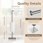 Freestanding Bathroom Tissue Stand with 180° Rotating Arm, 3-Roll Metal Holder, Rustproof Brushed Nickel - Image 5