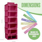 Kids Clothes Organizer, Weekly Clothes Organizer for Kids, Pink, 6 Shelf - Image 2