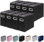 8 Packs Letter Size File Organizer, File Folders Organizer, Fabric Storage Box, Collapsible Paper Organizer with Metal Handle, Smooth PVC Rails, Only Box (Black) by ComfortKeeper