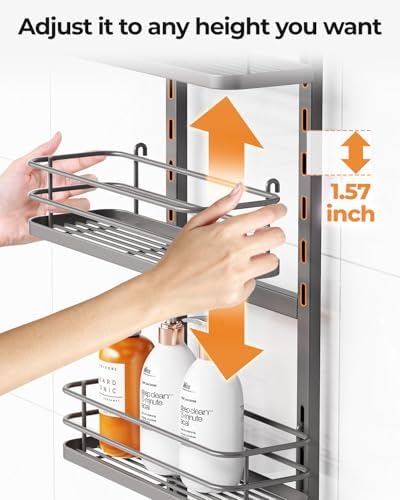 ODesign 4 Tier Adjustable Hanging Shower Caddy Over Showerhead Grey - Image 6