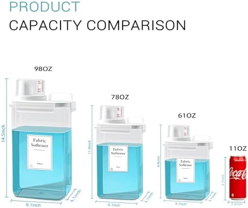 3 Pack Laundry Detergent Dispenser, 61oz Laundry Soap Dispenser, Refluxable Laundry Detergent Container, Plastic Liquid Laundry Detergent Dispenser for Laundry Room Organization with 6 Labels - Image 5