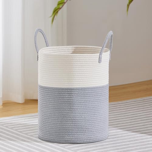 VIPOSCO 53L Tall Woven Laundry Basket Hamper, Grey White by VIPOSCO