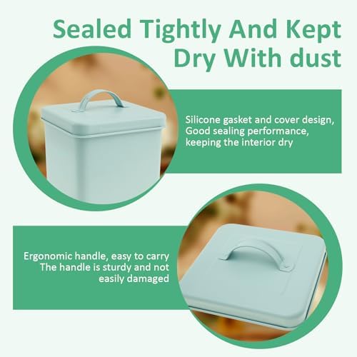 Laundry Detergent Powder Container Dispenser Holder for Laundry Room Organization Washing Powder Storage Box 3L Metal Portable Laundry Powder Bin with Handle Lid for Laundry Room (Light green) - Image 3