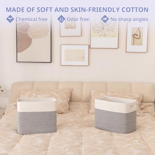 OIAHOMY 2 PACK Tall Storage baskets 42L Blanket Basket Living Room Grey - Image 6