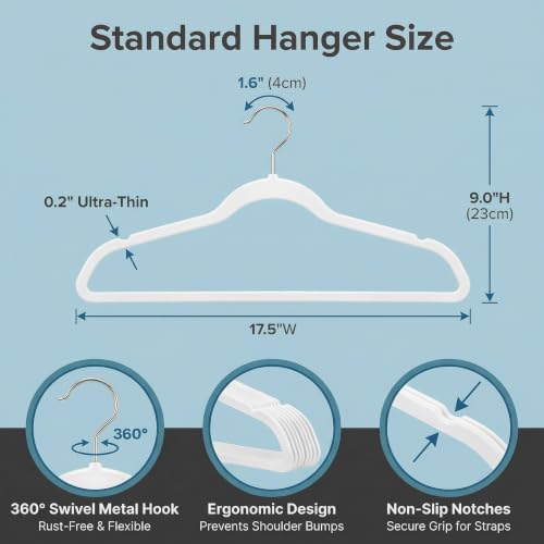 HOUSE DAY Ivory Plastic Hangers 50 Pack - Ultra-Thin Heavy Duty Non-Velvet - Image 3