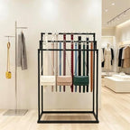 3 Layers Floor Mounted Belt Hanger, Black Retail Display Tie Scarf Rack, by kunghei