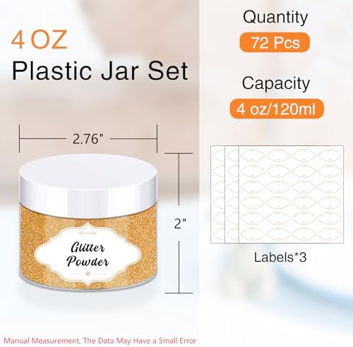 PeacePeo 4 OZ Plastic Jars with Lids, 72 Pcs Clear Storage Containers - Image 2