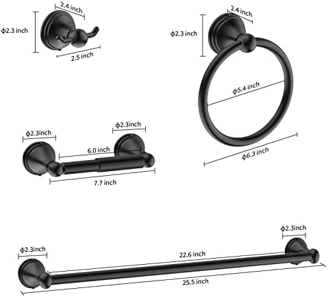 Newfun 8Pcs Matte Black Bathroom Accessories Set Towel Racks for Bathroom - Image 6