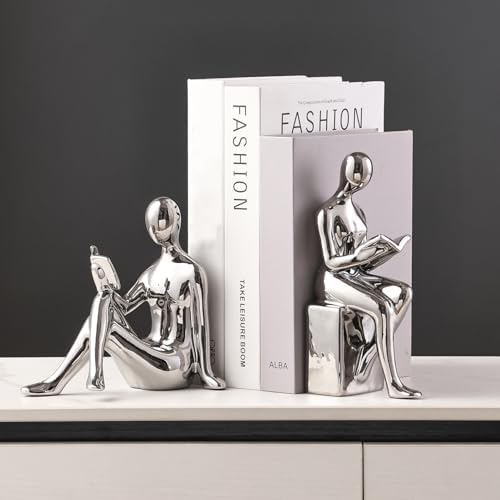 Ceramic Decorative Bookends, Book Ends for Shelves, Home Office Decor - Image 3