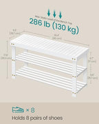 SONGMICS Shoe Rack Bench, 3-Tier Bamboo Entryway Bench, 35.2 Inches Width - Image 3
