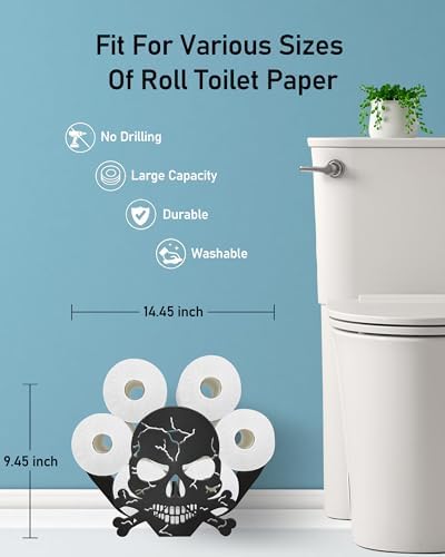 Skull Toilet Paper Holder Stand, Decorative Toilet Paper Storage - Image 3