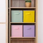 Stero 13x13x13 Inch Fabric Storage Bins 6 Pack Fun Colored Durable Storage Cubes with Handles Foldable Cube Baskets for Home, Kids Room, Closet and Toys Organization Multi Colors - Image 6