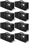 SWEET DOLPHIN 8 Pack 200LB Heavy-Duty Moving Bags with Wrap-Around Handles, Extra Large Storage Totes for Space Saving, Clothes Storage Bags, College Dorm Essentials, Black, 24 Gal by SWEET+DOLPHIN