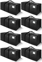 SWEET DOLPHIN 8 Pack 200LB Heavy-Duty Moving Bags with Wrap-Around Handles, Extra Large Storage Totes for Space Saving, Clothes Storage Bags, College Dorm Essentials, Black, 24 Gal by SWEET+DOLPHIN