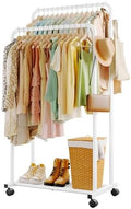 Sakugi Double Rod Clothes Rack Mesh Shelf & Hooks, 28.7x16.5x59.1, White by Sakugi