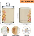 Fustylead 4 Pack Vintage Duck Bird and Beautiful Flower Plastic Apothecary Jar Set for Cotton Swab, Ball, Pad, Floss, Qtip Holder Dispensers for Bathroom Storage Organizer - Image 2