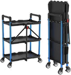 WORKPRO 3-Tier Collapsible Utility Cart, 210 LBS Cart with Wheels by WORKPRO