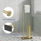 RUACQ Toilet Paper Holder Stand with Toilet Brush & Holder Set, Gold - Image 4