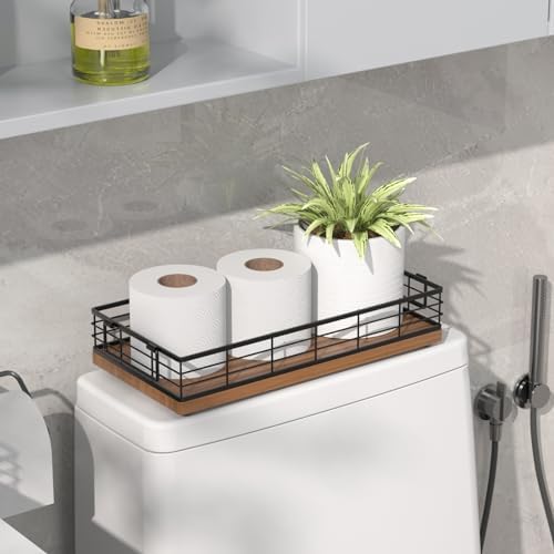 Toilet Paper Basket 2 Pack, 13 Inch Toilet Tank Basket with Handles, Walnut - Image 2