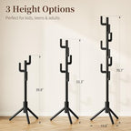 Yoobure Solid Wood Coat Rack - Cactus Coat Tree Freestanding with 8 Hooks, Coat Hanger Stand with 3 Adjustable Sizes for Jacket, Hat, Clothes Stands for Hall, Entryway, Bedroom, Office, Living Room - Image 5