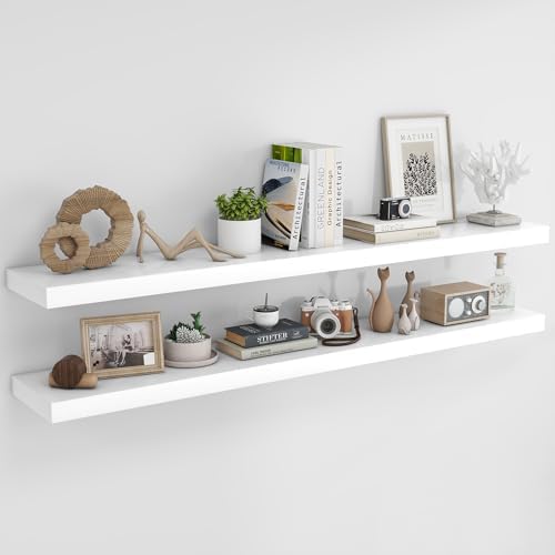 RICHFOCUS 72Inch Floating Shelves for Wall 2Pack, White, 8" Deep by RICHFOCUS