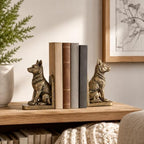 Dog Bookends Set of 2, Antique Gold Resin Dog Book Ends, Decorative Animal Bookends for Bookshelf, Office Desk, Library Shelf, Home Decor and Dog Lover Gifts (Gold) - Image 2
