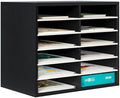 PAG-Mass Countertop Mail Sorter Organizer, Wooden Literature Organizer, Student Mailbox for Classroom, Desktop Bill Organizer for Office Home School, 12 Compartments, Black&White by PAG