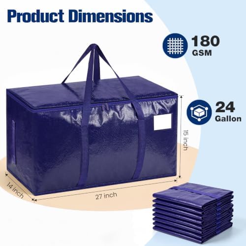 8 Pack Heavy Duty Waterproof Moving Bags, Foldable Totes - Image 2