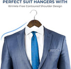 JS Hanger Wooden Coat Hangers, 20 Pack High Grade Wood Suit Hangers with Non Slip Pant Bar - Extra Smooth and Splinter Free Retro Finish Wooden Suit Hangers for Closet Organization - Image 3