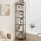 Hzuaneri Corner Shelf Stand, 6-Tier Glass Bookshelf Bookcase, Plant Stand by Hzuaneri