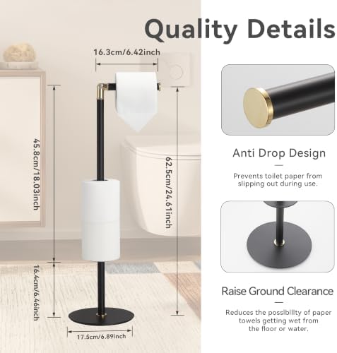 Black 3-Roll Tissue Holder, Weighted Base, Swivel Arm & Tray Black - Image 5