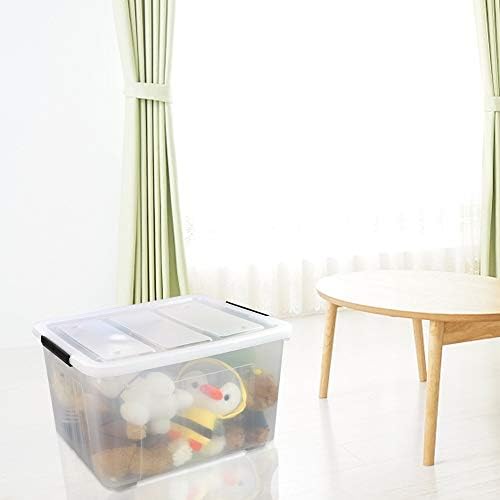 70 L Clear Plastic Large Storage Box with Wheels, Set of 4 - Image 5