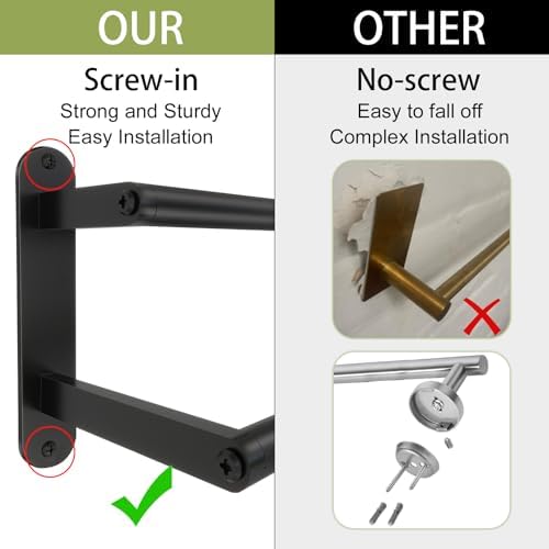 Double Towel Bar 32 Inch, Towel Racks for Bathroom, Wall Mount Bathroom Towel Holder, Stainless Steel Bathroom Towel Rack, Towel Rod Double Towel Hanger(Matte Black) - Image 4