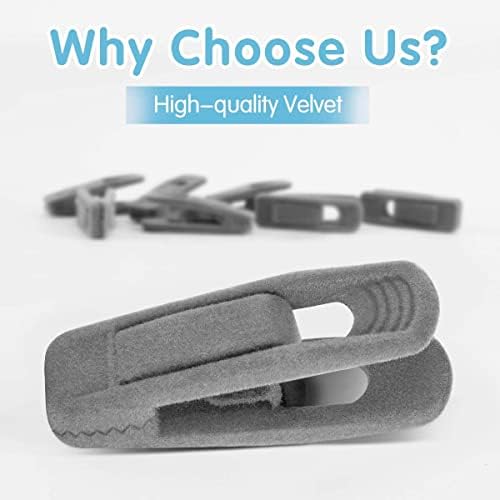 TOFIIGREM Grey Velvet Hanger Clips - 60 PCS Velvet Hanger Clip, Strong Velvet Clips Fit for Velvet Hangers - Image 2