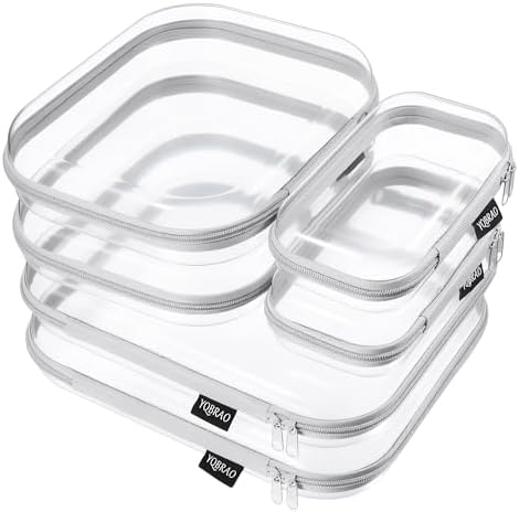 YQBRAO Clear Hard Shell Zipper Cases, 6 Multi-Size Organizers, Grey by Unknown