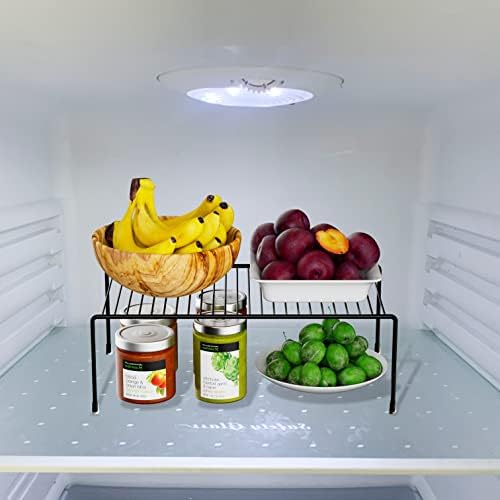 Redrubbit 4 Pack Large (15.7 x 9. 4 Inch) Cabinet Storage Shelf Rack, Rustproof Kitchen Counter and Cabinet Shelf, Storage Rack Organizer for Kitchen, Fridge, Cabinet, Bathroom, Black - Image 2