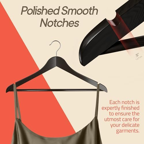 Vintage Wooden Hangers 20 Pack – Heavy-Duty with 360° Swivel Hook, Non-Slip, Pants Bar & Shoulder Grooves - Wooden Hangers for Suits, Jackets, Dresses & Camisoles, Space-Saving and Smooth Finish - Image 5