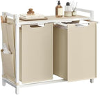 VASAGLE Laundry Hamper with Shelf, 2 Pull-Out Bags, 2 x 12.1 Gallons (46 L) by VASAGLEbySONGMICSHOME
