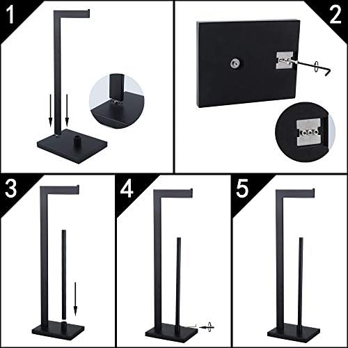GERZWY SUS 304 Stainless Steel Toilet Paper Holder, Free Standing Lavatory Pedestal Toilet Paper Stand with Reserve, Matte Black DZY004-BK - Image 5