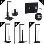 GERZWY SUS 304 Stainless Steel Toilet Paper Holder, Free Standing Lavatory Pedestal Toilet Paper Stand with Reserve, Matte Black DZY004-BK - Image 5