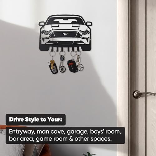 MOOH Metal Automotive Key Holder with 6 Hooks - Unique Wall Mounted Car Lovers Gifts for Men & Women - Cool Man Cave Decor - Image 5