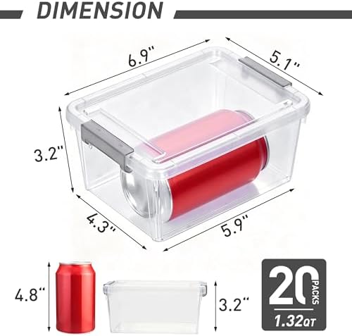 Citylife 20Packs 1.3Qt Small Storage Bins with Lids,Stackable Clear - Image 2