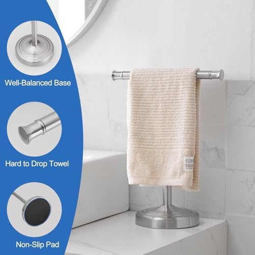 RUMOSE Brushed Nickel Hand Towel Holder Stand Countertop Towel Rack - Image 4