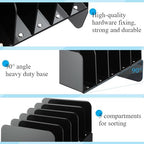 Chunful Acrylic Desk Organizer, 5 Section Desk File Holder Sorter Stand Rack Vertical Organizer Desktop Vinyl Storage Display for Record Album Book Magazine Document Home Office(Black) - Image 3