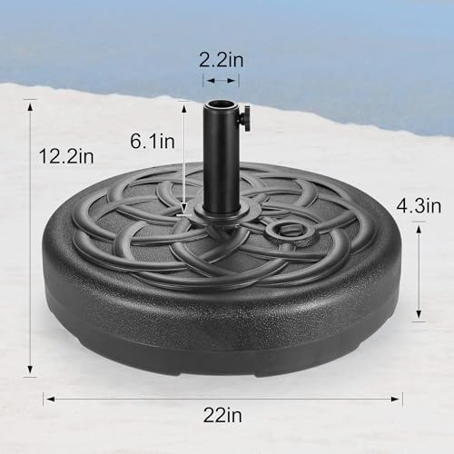 Patio Umbrella Stand - 112 lbs 22" Capacity Fillable Outdoor Umbrella Base Heavy Duty, Water Filled Weight Base for Market Umbrella Holder, Garden, Backyard, Pool, Beach, Round Black - Image 2