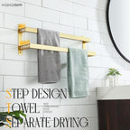 KOKOSIRI Bath Towel Bars Bathroom 2-Tiers Ladder Brushed Gold Towel Rails 24 Inches Towel Holders Wall Mounted Towels Shelves Rack Stainless Steel, B5008BG-L24 - Image 5