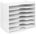 Paper Organizer Storage for Desk, 7 Tier Wide Construction File Organizer Paper Sorter, Desktop Document Storage Holder for Home Office School, White by Uzant