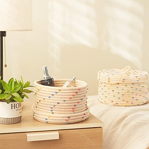 2pcs Small Basket, Cute Basket with Lid & Decorative Bin for Storage - Image 5