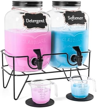 128OZ Laundry Detergent Dispenser BY VEGEVIGI, Glass Liquid Laundry Soap Dispenser, 2 Pack Fabric Softener Organizer by Unknown